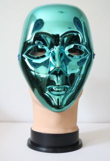 New Metallic Shiny Plastic Beauty Mask Adult Halloween Cosplay Costume Turquoise