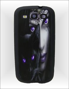 Samsung Galaxy S3 i9300 Cell Phone Rubber Case Mystic Woman Black Cat Cover