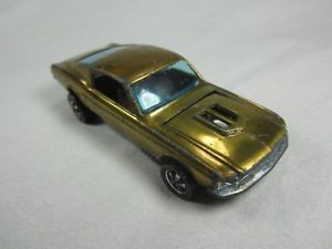 1968 Hot Wheels Redline Custom Mustang Open Hood Scoops Ohs Gold Very RARE