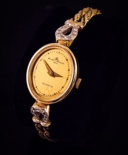 Ladies Baume Mercier 14k Solid Gold Diamond Omega Horseshoe Quartz Watch