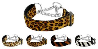 Animal Print Nylon Martingale Chain Limited Slip Loop Pet Dog Collar