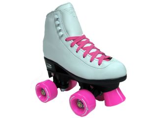 Riedell RW Wave Pink White Girls Ladies Womens Kids Childrens Youth Quad Skates