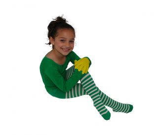 Children's Kelly Green White Stripe Tights Kid Sale