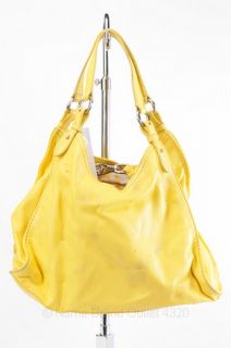 Cole Haan Yellow Leather Printed Triangle Reversible Shoulder Tote Purse $228