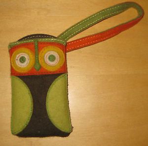 Felted Wool Owl Cell Phone Smart I Phone Case Sleeve Wristlet Pouch
