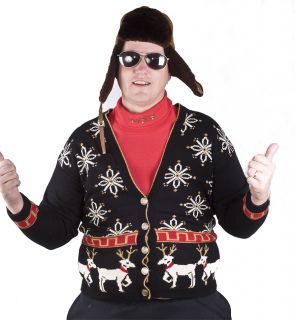 Ugly Tacky Christmas Party Winner White Reindeer Cardigan Sweater Jumper Adult M
