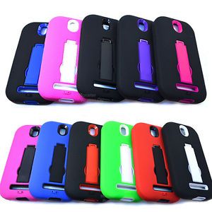 For HTC One SV Cover Hybrid Kickstand Double Layer Cell Phone Accessory Case