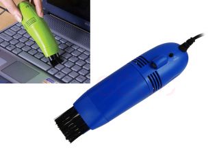 Mini USB Laptop Tablet Computer PC Keyboard Desk Dust Vacuum Cleaner Brush Blue