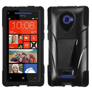 For HTC Windows 8x Phone Black Blue Tuff Skin Cover Case Clear Screen Protector