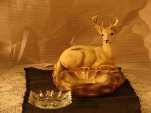 Chalkware Deer Buck Ashtray Holder Ornamental Arts Crafts Company