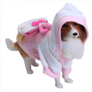 Pet Dog Warm Hooded Coat Jumpsuit Clothing Clothes Apparel w Rabbit Back Bag S