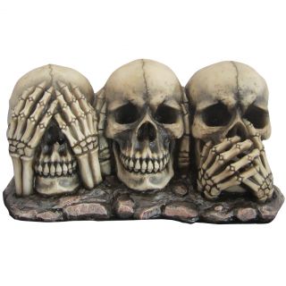 New Hear Speak See No Evil Skulls Three Wise Skeleton Proverb Bones Decoration