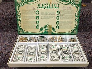 Cashbox Play Money Classic Paper Bills Cash Register Count Coin Classroom Aid