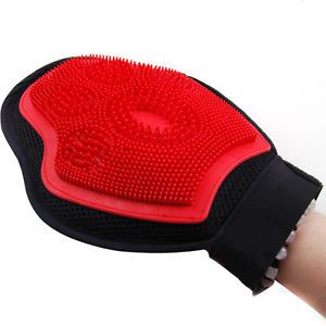 Top Quality Red Soft Cat Dog Pet Cleaning Massage Grooming Glove Bath Brush Comb