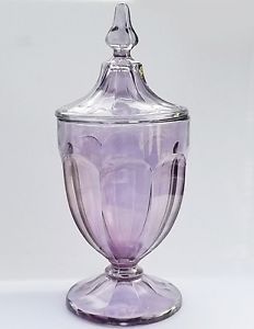 Vintage Westmoreland 11" Glass Candy Jar w Overall Light Purple Amethyst Stain