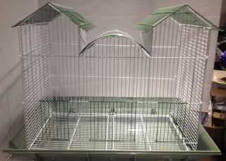 Prevue Pet Products Clean Life Triple Roof Cage Green and White