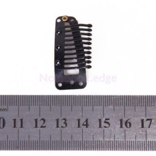 12pcs Girl Hairdressing 10 Teeth Snap Hair Clips Clamps DIY Style 35mm Black