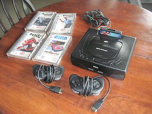 Sega Saturn Game Console System Memory Card 4 Games 2 Controllers Nice