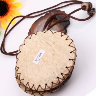 Natural Coconut Shell Carved Girl Coin Change Purse Bag