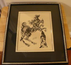Salvador Dali Stone Signed "Horse from The Divine Comedy" Cerberus COA Numbered