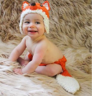 Cute Baby Toddler Infant Fox Knitted Costume Set Photo Photography Prop L80