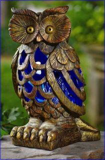 Decorative Functional Hoot Owl Solar Lighted Bug Zapper Outdoor Yard Garden