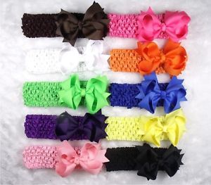 Wholesale Lot 10 Girl Baby Infant Costume Boutique 3 5" Hair Bows Headband A2
