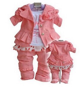 Baby Girls Long Sleeve Coat Top Pants T Shirt 3 Piece Outfit Sets 3 24M Costume