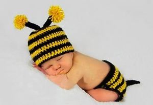 Baby Crochet Bumble Bee Hat Pants Outfit Photo Photography Prop Newborn Costume