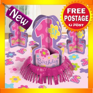 PD14 Baby Girl 1st Birthday One Derful Table 23 Pce Decoration Set