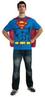 Superman Shirt Adult Costume Comic Book Superhero Logo Red Cape Theme Party