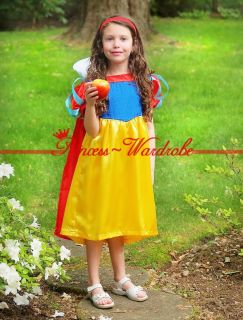 Halloween Snow White Princess Costume Dress Cape 2 3T