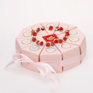 10 Slice Red Cake Slice Box Baby Shower Wedding Favor Box Centerpiece Love Heart