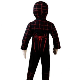 D302 Boys Black Red Spiderman Costume Party Halloween Carnival Outfits