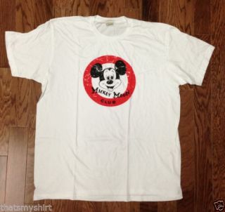 New Authentic Mens Mickey Mouse Club Slim Fit Circle Tee Shirt Size XL
