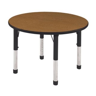 ECR4Kids 36" Round Stain Resistant Adjustable Activity Table Color Oak Black