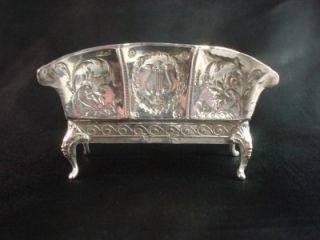 Settee Solid Sterling Silver Antique Miniature Sofa Couch Hallmarks 1899