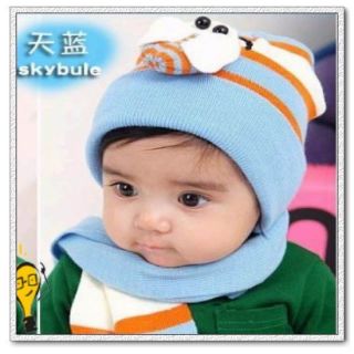 New Baby Boy Beanie Hat Cap Neck Scarf Ladybug Sky Blue