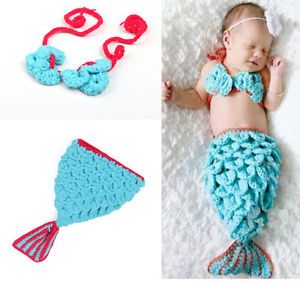 2013 Newborn Baby Infant Little Mermaid Outfit Knit Crochet Costume Photo Props