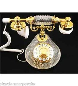 Golden Eagle GEE409 French Crystal Phone Corded Retro Antique Style Telephone 728466040902