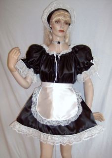Adult Sissy Baby Deluxe French Maid 4pc Dress Costume w Attached Crinoline Slip