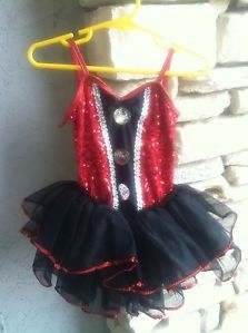 Toddler Girls Dance Costume Recital Red Black White Tuxedo Tap Jazz XS