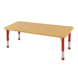 Kids Adjustable Rectangle Preschool Classroom 24"x72" Activity Table Maple Red