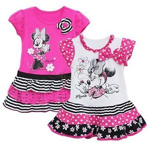 Girls Baby Minnie Mouse Sz 4 7Y Fairy Summer Party Top Dress Skirt Costume Xmas