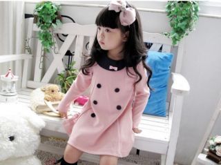 Girl Kid Long Sleeve Shirt Pink Cotton Princess Party Dress Top 1 Piece Sz 2 7 Y