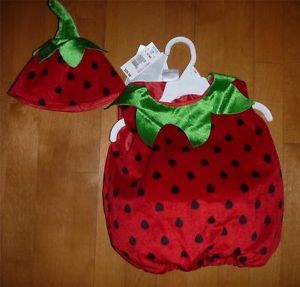Girls Koala Baby Strawberry Costume Dress Up Size 12 MO Red Hat Jumper