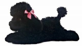 12" Aurora Plush Puppy Dog Black Poodle "Star" Flopsie Stuffed Animal Toy New