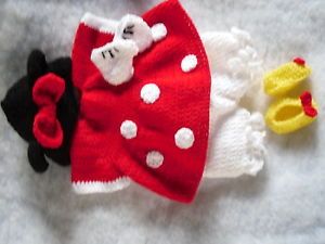 Handmade Crochet Cute Minnie Mouse Style Costume Reborn Doll Dolls Clothes