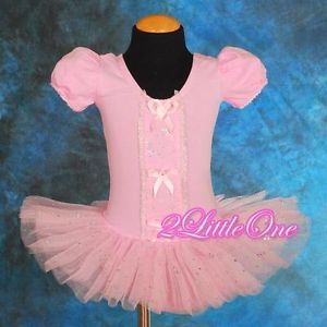 Girl Pink Ballet Tutu Dance Costume Fairy Fancy Dress Leotard Toddler 4T 5 020
