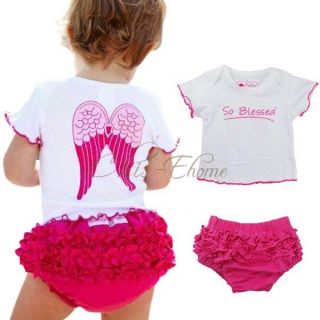 Girl Baby Toddlers Wings Top Ruffle Pants Outfits Costume Sets Sz 6 24 Months